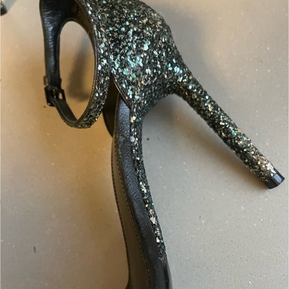 SAINT LAURENT Glitter Amber 105 Ankle Strap Sandals - Picture 10 of 11